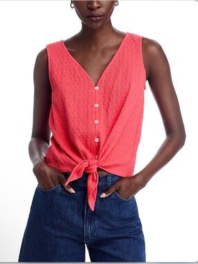 Standard Surplus v-neck sleeveless tie-front tank top button-front tie hem size